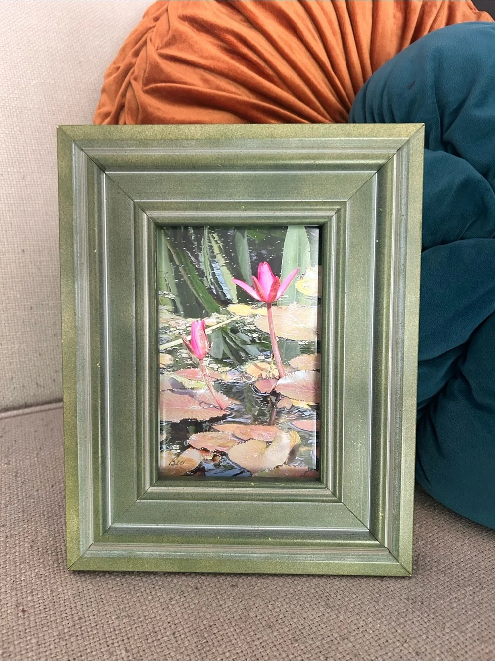 Green Wood Picture Frames Lot of 2 Home Decor Cottagecore Farmhouse Style Photo